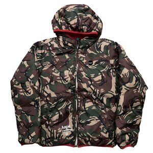 Bathing Ape Bape Aape Jacket Mens M Puffer Down Feather Reversible Camo Red